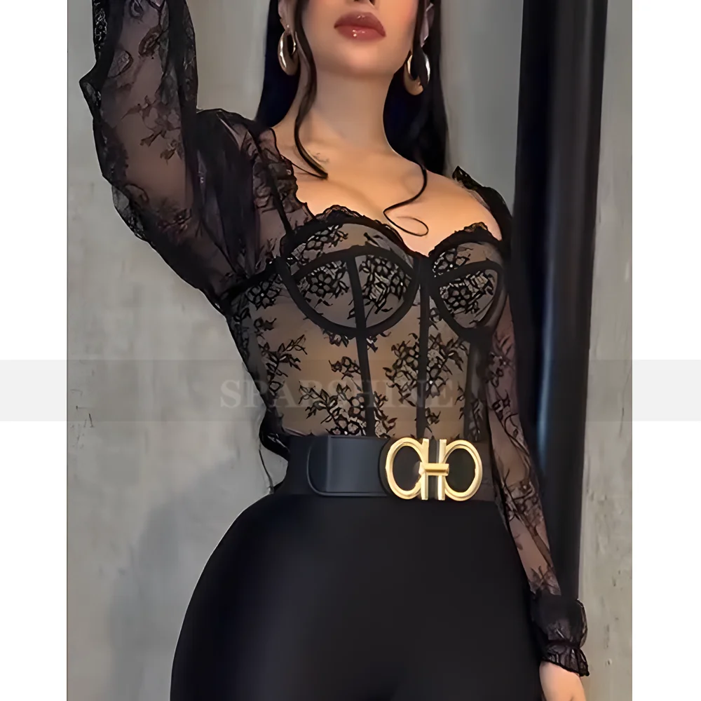 

Сексуальный невидимый корректирующий топ для йоги, женская облегающая одежда с длинными рукавами из сетки и кружева, бесшовный моделирующий корсет для женщин