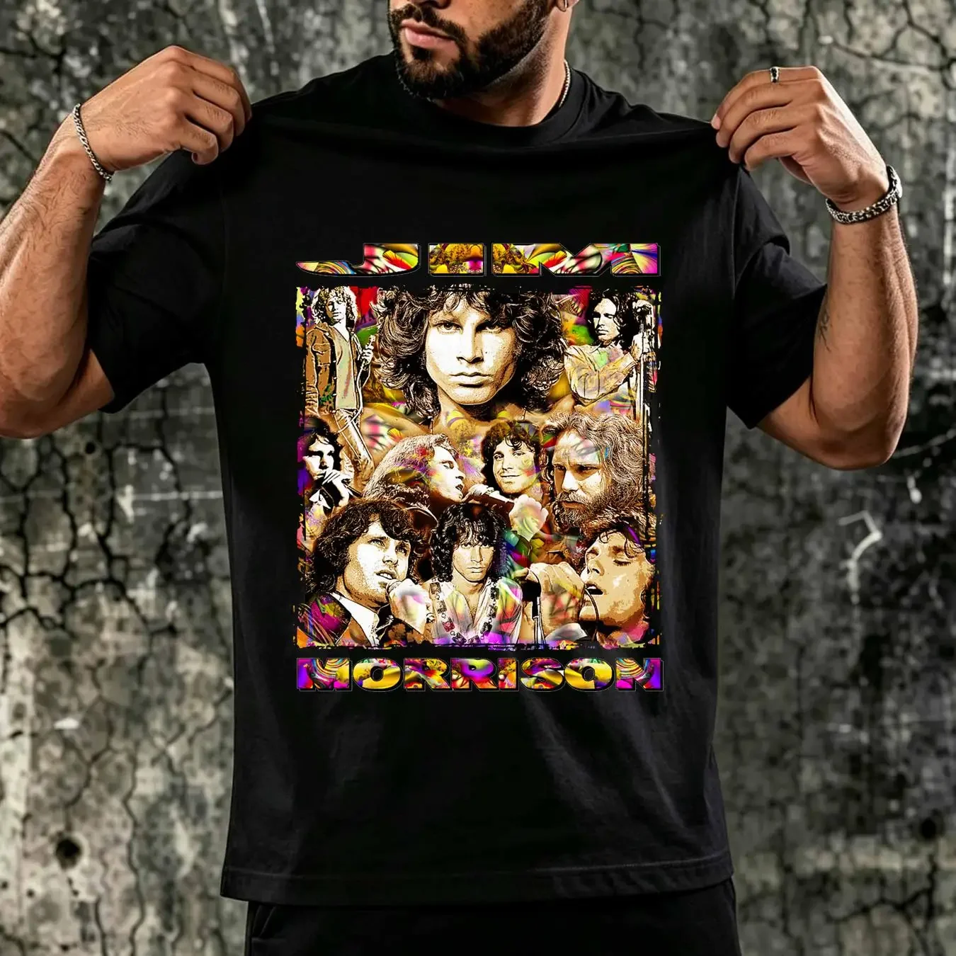 washed T Shirt Jim Morrison Mr Mojo Risin The Lizard King Classic Rock Break On Through vintage Washed Unisex streetwear