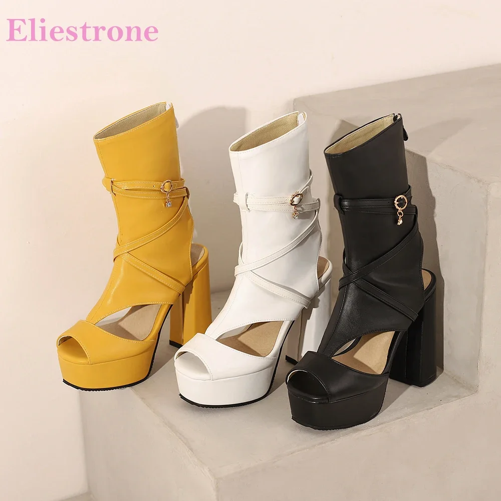 

Новые летние пикантные желтые черные женские сандалии с запахом на щиколотке, женская обувь на высоком каблуке, большие размеры 12, 43 47 50