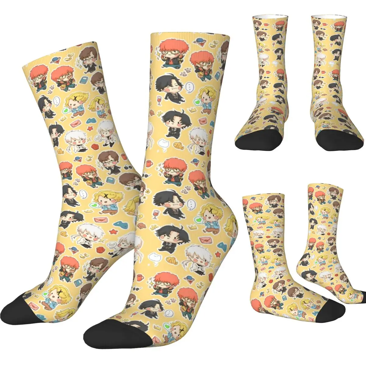 Mystic Messenger Game Socks Vintage Stockings Winter Non-Slip Unisex Men Socks Funny Happy Cartoon Anime Warm Soft Outdoor Socks