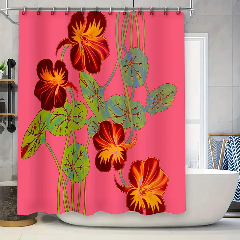 Floral Shower Curtain Botanical Flowers Pattern Waterproof Fabric Bathroom Decor Vintage Rustic Farmhouse Home Accent