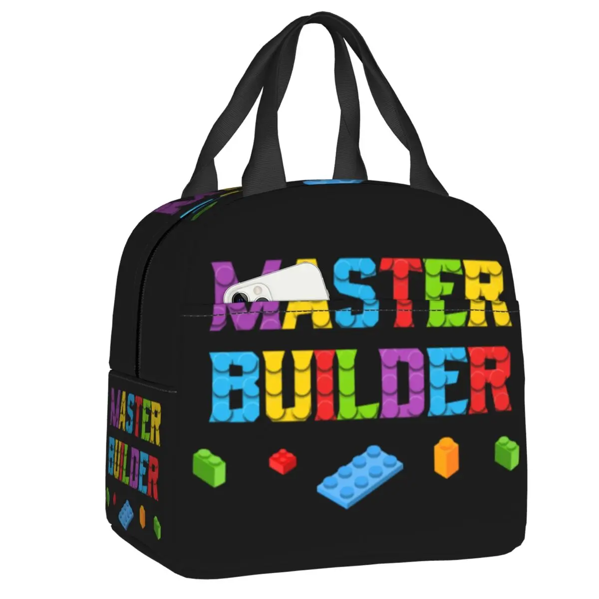 Custom Kids Cool Master Builder Block Building Insulated Lunch Bag for Women Resuable Thermal Cooler Bento Box Picnic Travel