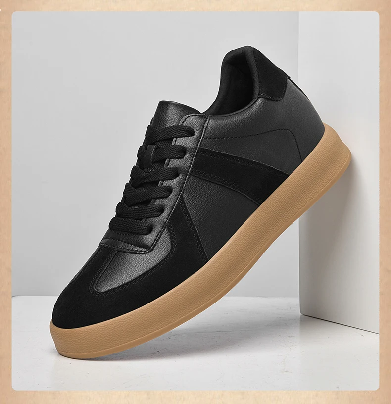 Men's Invisible Height Increasing Shoes 6/8cm German Training Shoes Breathable Genuine Leather Retro Casual Sports Shoes