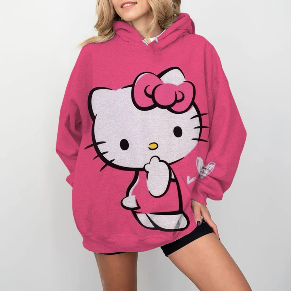 

Hello Kitty Kuromi Women's Fashion Fall Clothing Street Hoodies Y2K Tops Y2K Long Sleeves Large Street Size Pullovers
