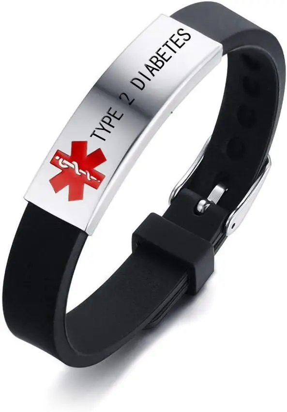 

Personalized Medical Alert ID Bracelet Free Carving Adjustable Men's and Women's Emergency Assistance Silicone Bracelets