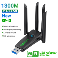1300Mbps WiFi USB Adapter Dual Band 2.4G/5Ghz Wi-Fi Dongle USB3.0 High-Speed 802.11AC 4-Antennas Wireless Receiver Driver Free