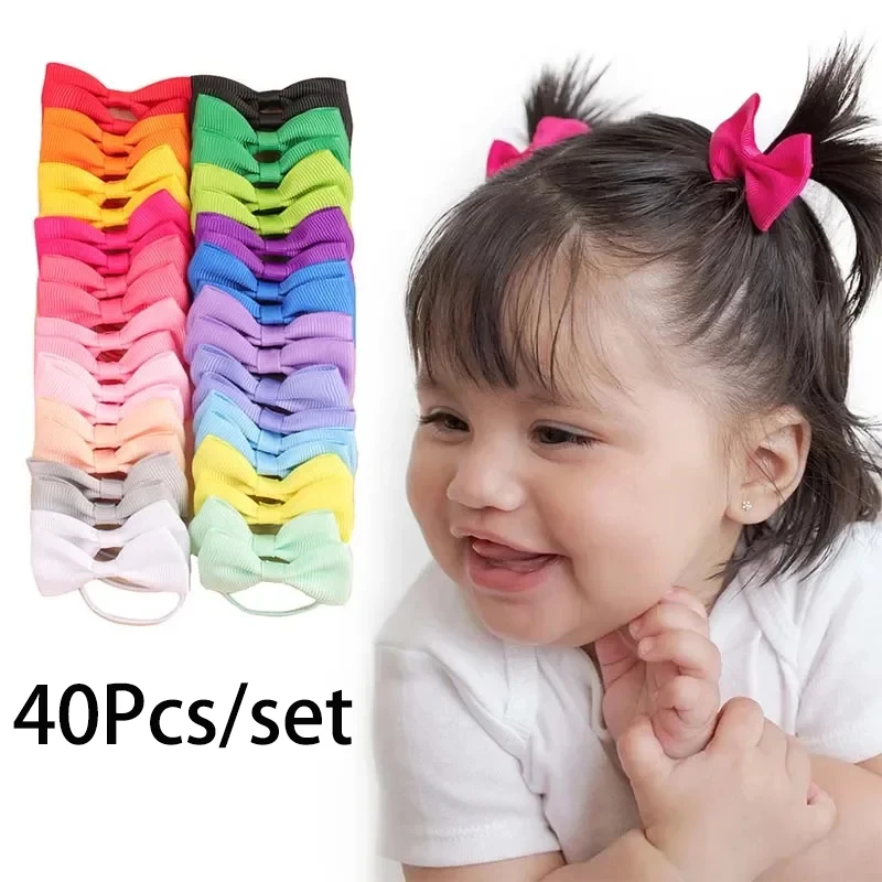 ncmama 40Pcs/Set Cute Elastic Hair Bands For Girls Baby Lovely Rubber Bands Ponytail Holder Hair Tie Child Kids Hair Accessories