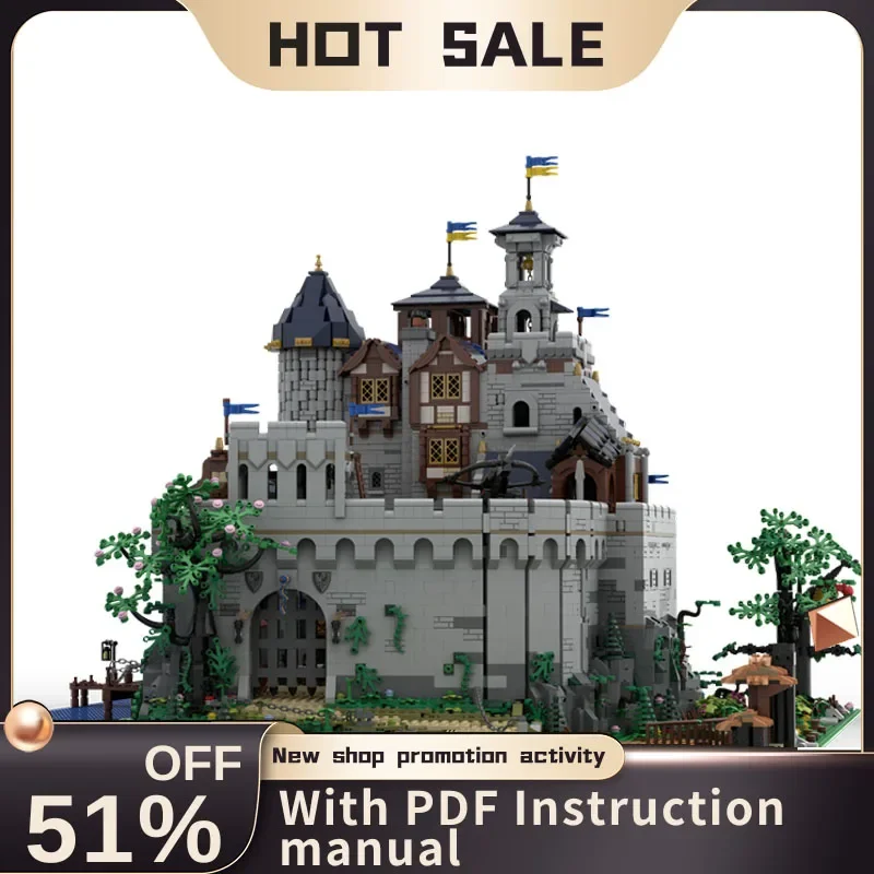

New 10648Pcs Moc European Medieval Street View Black Royal Castle Model Diy Creative Ideas Kids Toy Birthday Gifts Custom Puzzle