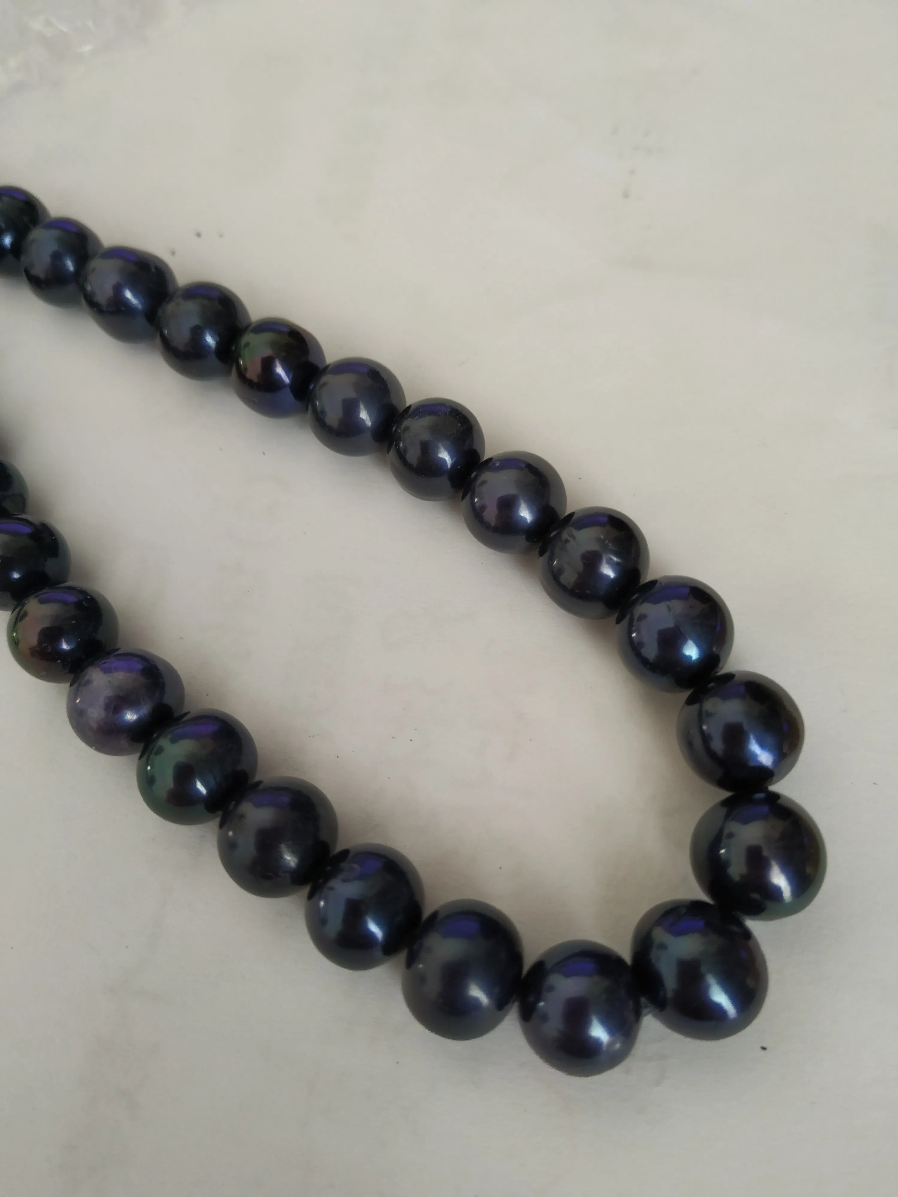 GENUINE AAA 10-11MM Cultured South Sea Black PEARL NECKLACE 14K gold clasp 18