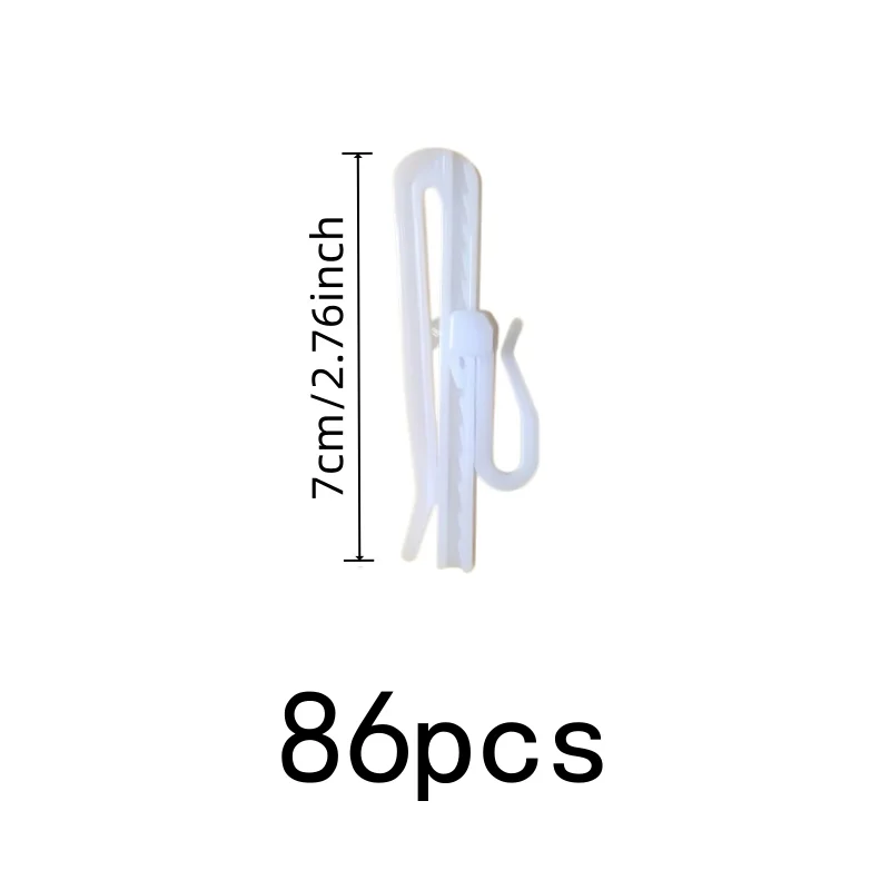 86 pcs 7cm Adjustable Curtain Hooks Adjustable Height Design, designed for Living Room Curtains, No Drilling Required