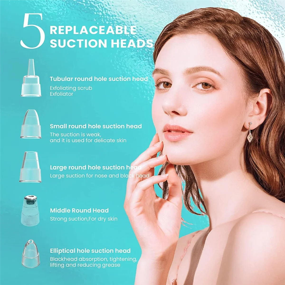 مكنسة كهربائية لإزالة الرؤوس السوداء، 5 قوة شفط، 4 مجسات، مجموعة مكنسة الرؤوس السوداء القابلة لإعادة الشحن عبر USB - منظف المسام #4