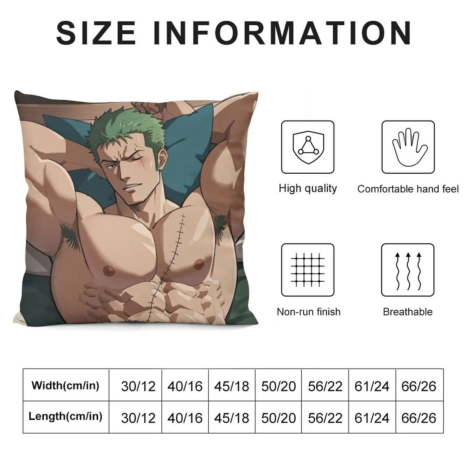 Muscular Anime Boy With Green Hair Flexing Biceps Armpits Throw Pillow bed pillows Sofa Cushions pillow