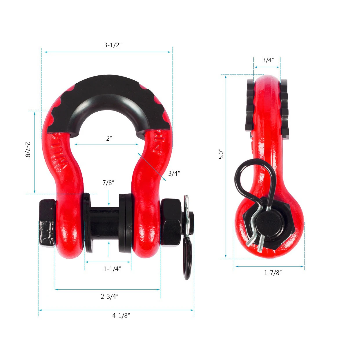 2pcs 28660lbs Break Strength D-Ring Anchor Shackle for Off-Road Jeep Vehicle Recovery 5/8' 23mm Pin Safe Recovery Trailer Hook