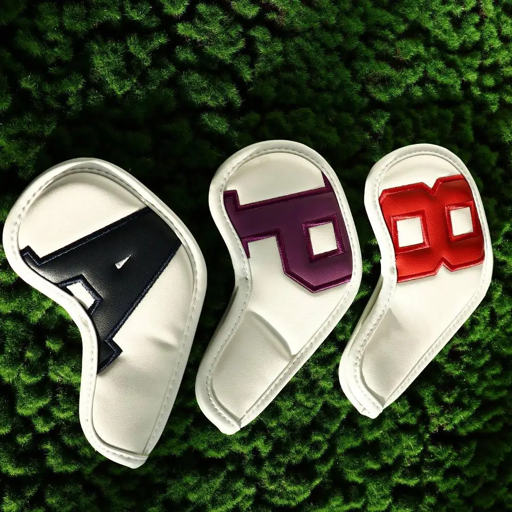 

10Pcs PU Leather High-end Gradients Dustproof Covers Golf Club Head Covers Golf Wedge Cover Protective Cover Golf Iron Covers