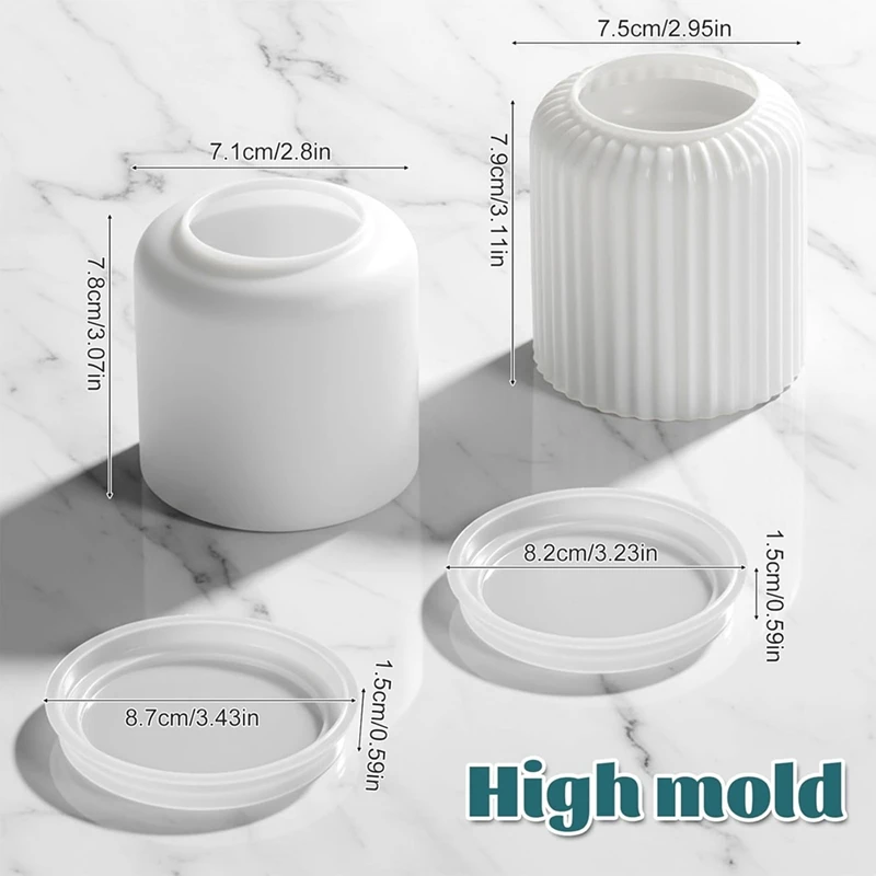 

Набор из 8 силиконовых форм для свечей с крышками, круглые формы для эпоксидной смолы с полосками, органайзер для хранения украшений и мелочей, розница