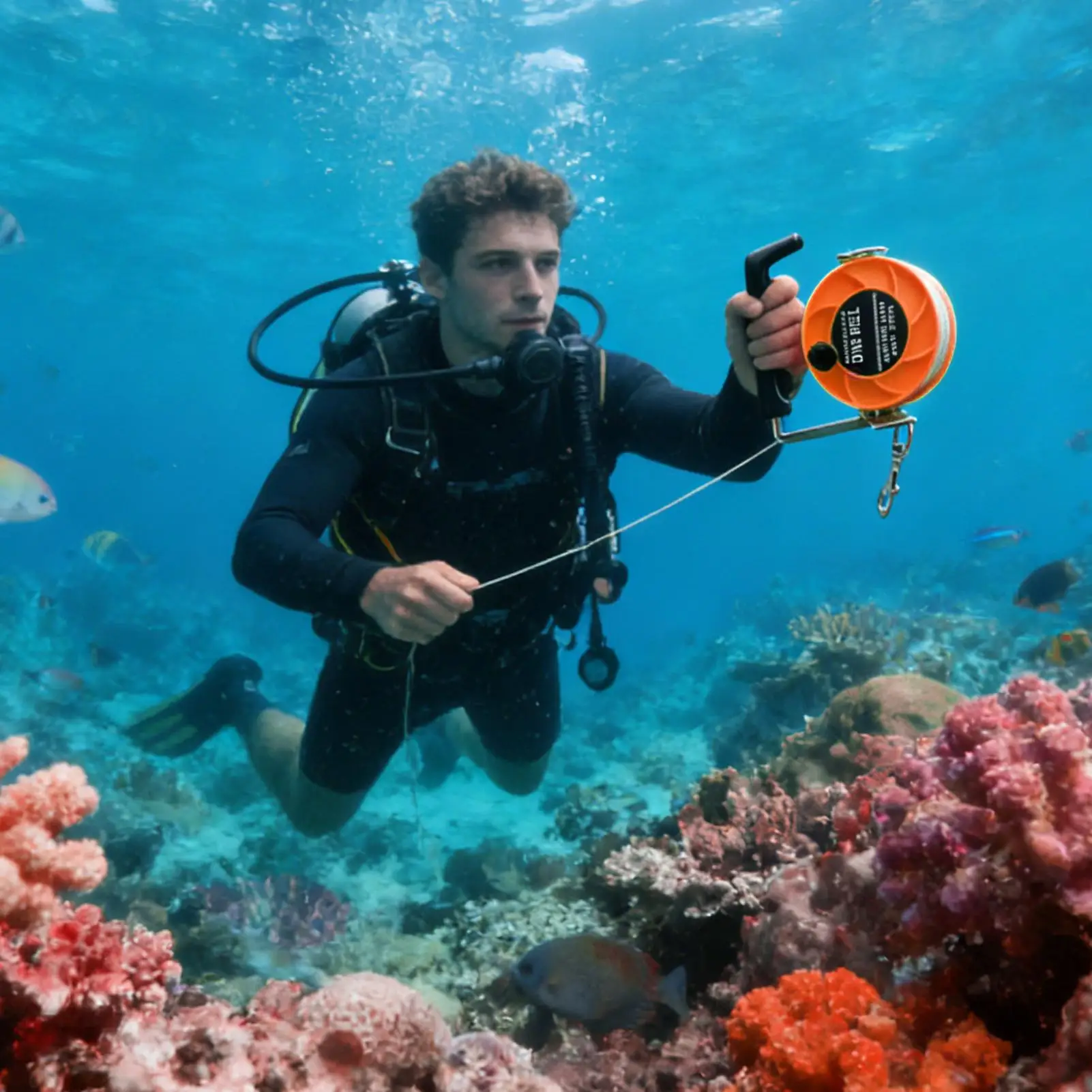 Dive Reel 290FT Adjustable Nylon Puller Ergonomic Stable Dive Reel For Snorkeling Spearfishing Boat Outdoor Beach Underwater