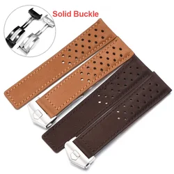 20 22mm Soft Genuine Leather Bracelet for TAG Heuer CARERA AQUARACER for Monaco Frosted Fold Buckle Strap Top Quality Wristband