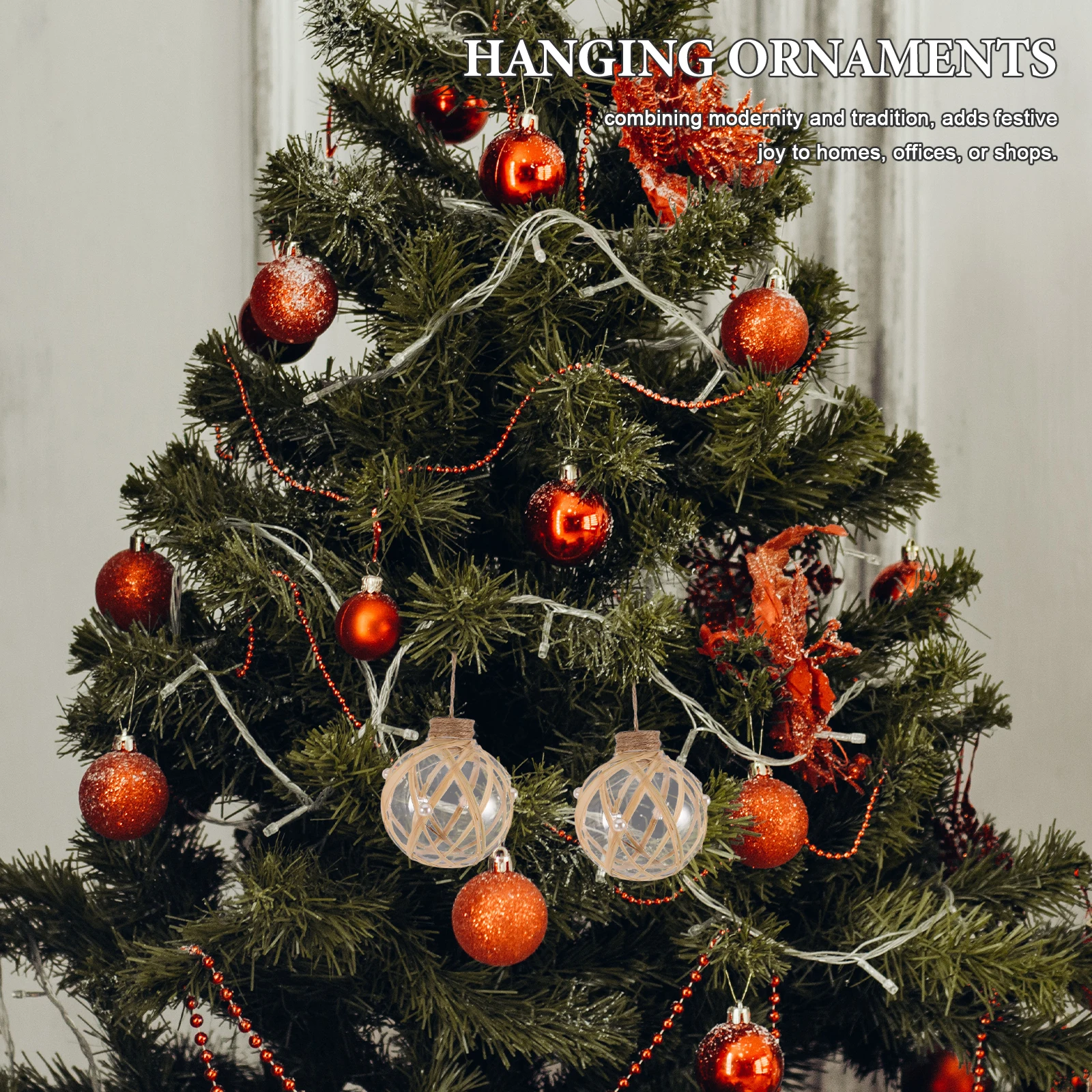 

6Pcs Transparent Baubles Shatterproof Plastic Christmas Balls for Tree Decorations Wedding Birthday Holiday Party Supplies Mini