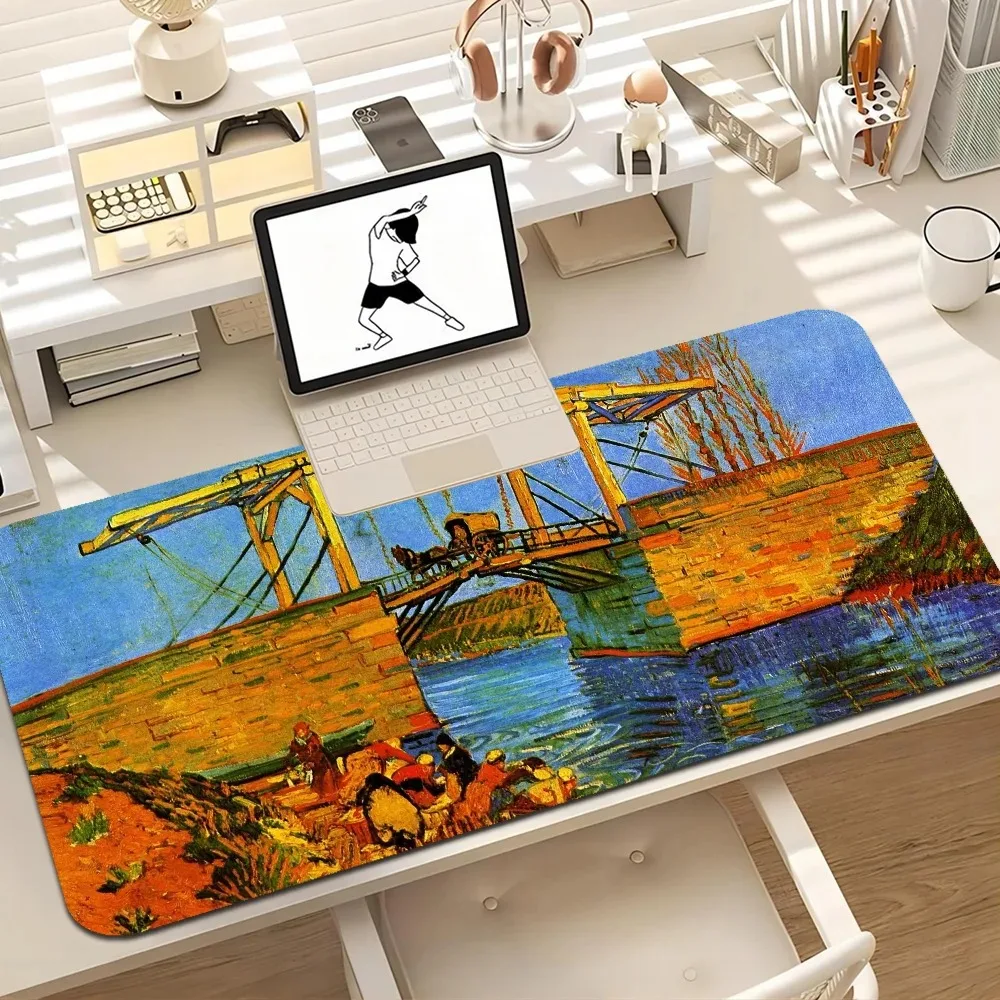 Oil painting Rubber Mouse Pad XXL Keyboard Table Mat Students Gamer Desktop Accessories Mausepad Gaming Cushion Multiple Sizes