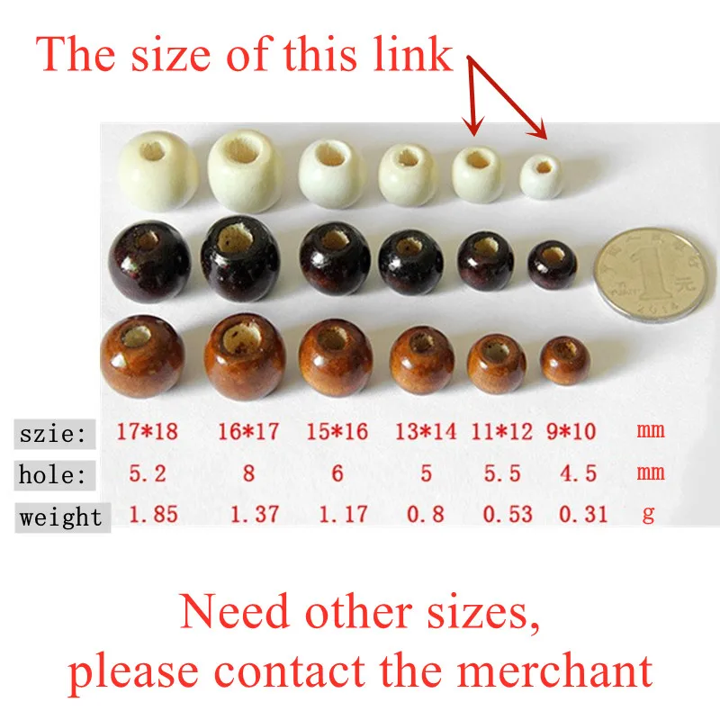 50 Pcs/lot Vintage Natural Wood Loose Beads 10/12mm Coffee/Brown/Beige Big Hole Oval Wooden Beads for Hair Braiders Accessories