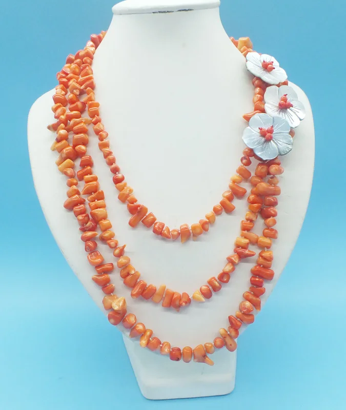 3 shares. Natural irregular coral necklace 19-23