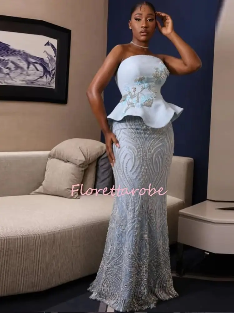 Customized Luxury Mermaid Crystals Evening Dresses for Women Dubai Saudi Vestidos De Fiesta Appliques Prom Gowns Couture