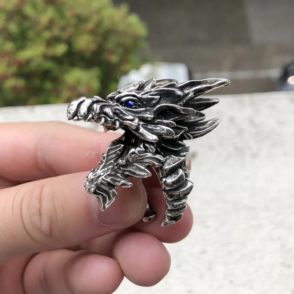 Vintage Dark Style Dragon Ring Creative Men Magic Punk Gothic Movable Mouth Rings Unique Gifts Collection Jewellery
