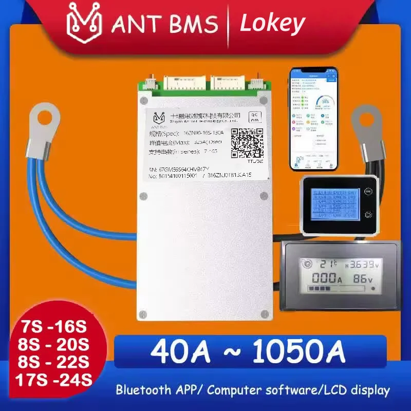 Smart 7S ~ 20S 16S 22S ANT BMS Lifepo4 li-ion LTO Battery Protection Board 100A 300A 80A 220A Bluetooth APP 10S 13S 14S Balance