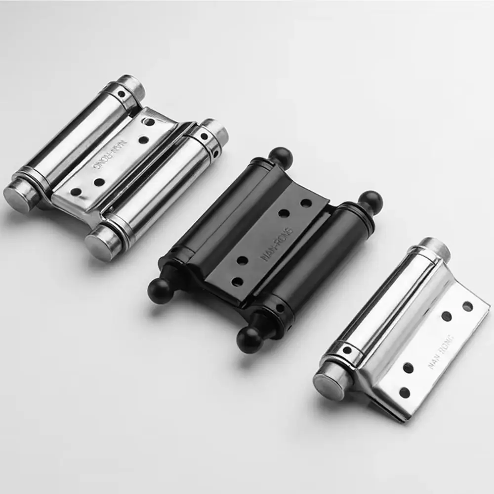 1Pcs Double Opening Door Hinge Automatic Closing Thickened Spring Silent Hinges With Inner And Outer Stainless Steel