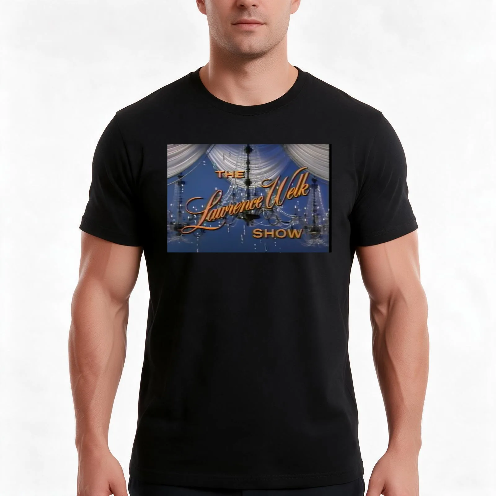 Title Card for The Lawrence Welk Show, 1982 T-Shirt, Summer Casual Cotton Tee, Oversized Streetwear Tops, Vintage Graphic Print