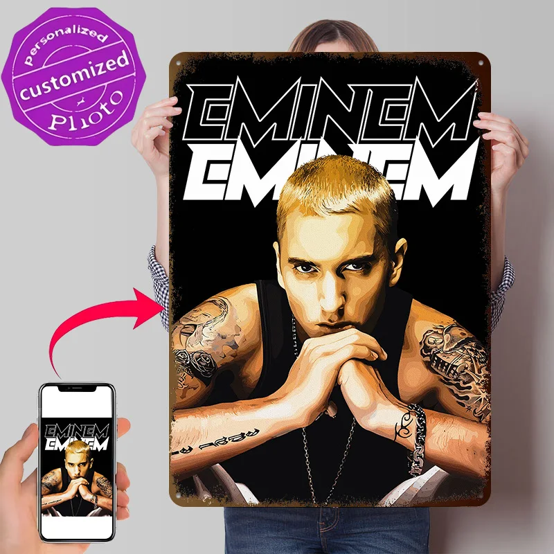 Eminem Vector 3D Texture Printed Poster Custom Vintage Metal Tin Plate Sign for Wall Art Decor Room Decoration Gaming House Home