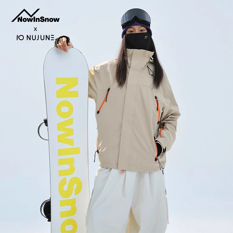 سترة نسائية من NuJune X NIS Anorak سترة على الجليد للرجال مقاومة للرياح في الهواء الطلق سترة واقية فضفاضة على الجليد معزولة مقاومة للماء