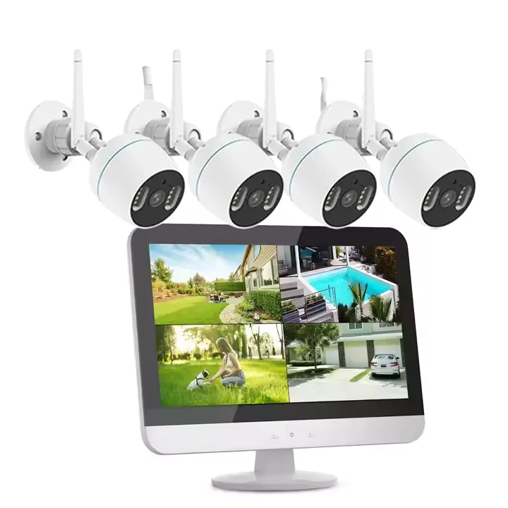 

4CH 5MP Home Security System WiFi 10" LCD Built In NVR KIT Support SD Card 2.5inch HDD Bullet Camera Waterproof