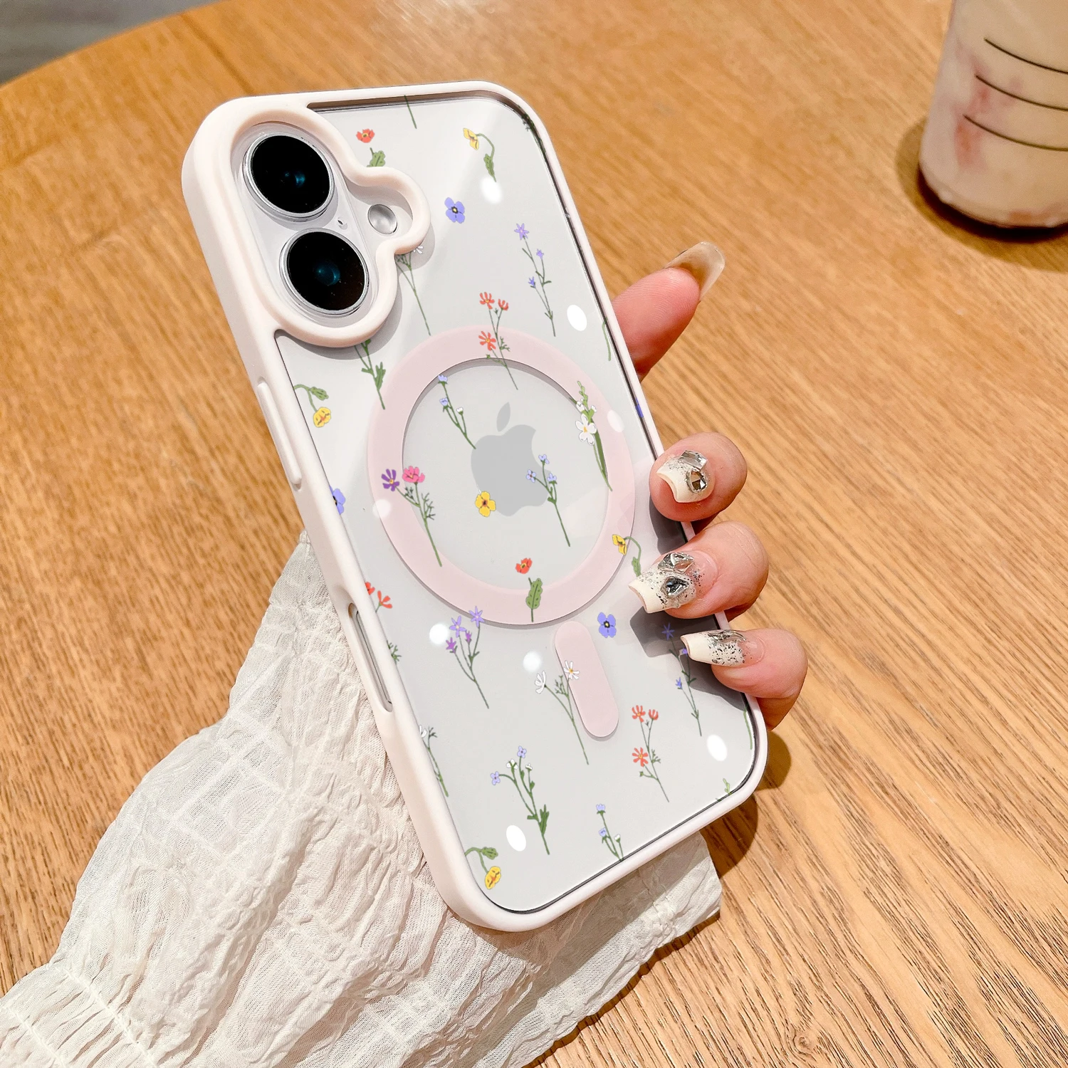 Minimalistische Blumen Transparente Hülle für iPhone 17 14 12 Pro Max 13 16 15 Plus 11 Hüllen für MagSafe Kabelloses Laden Stoßfeste Coque – Detail 15