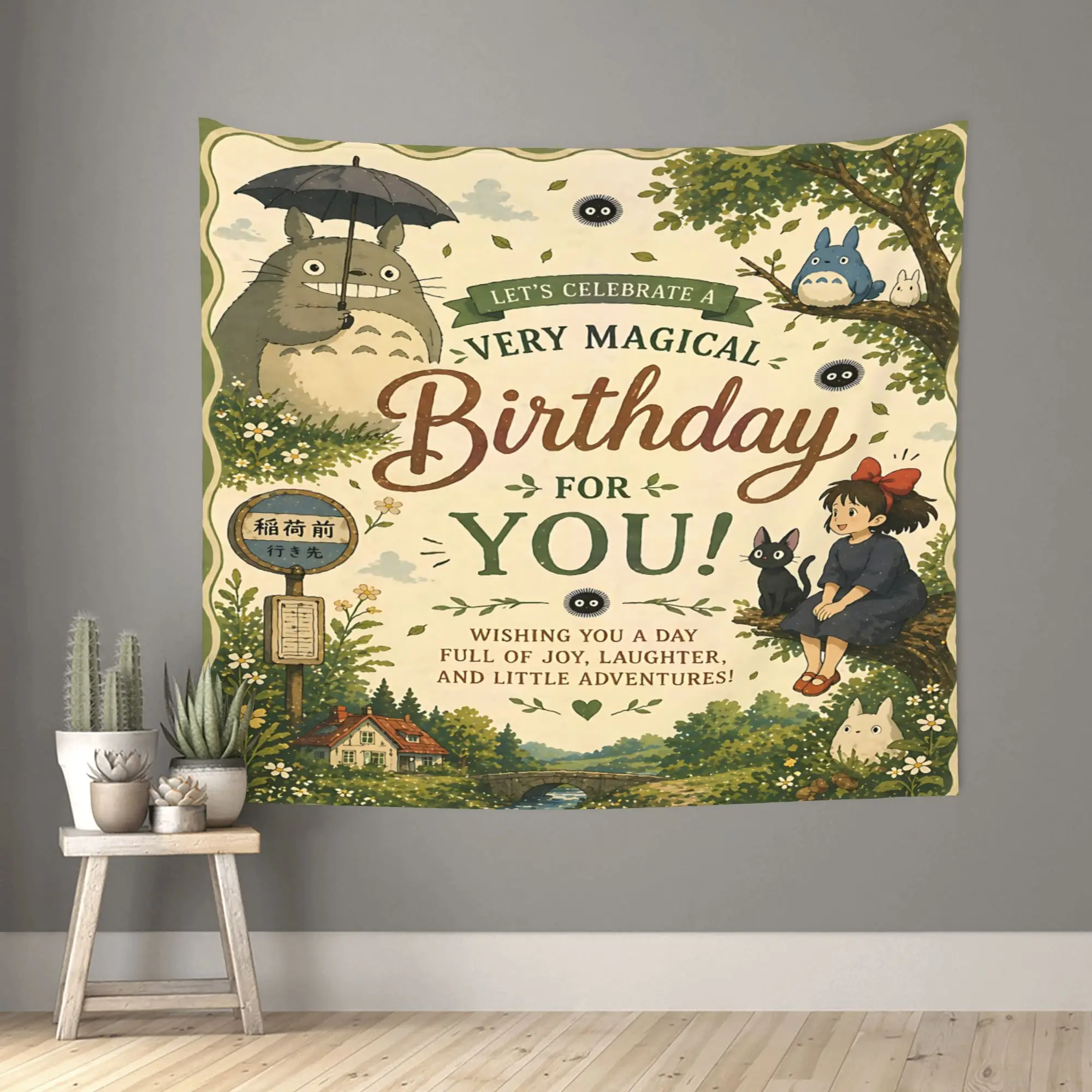 Customized Anime Kiki’s Delivery Service cutecore Tapestry Bedroom Decoration  Wall Hanging Blanket Tapestry Cool Stuff For Room