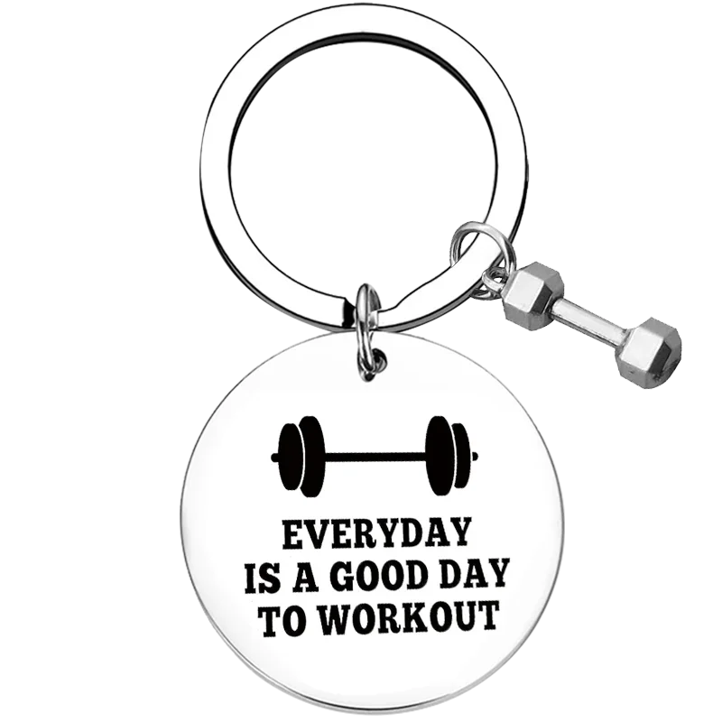 New Workout Gift Key Chain Ring Weightlifting Fitness Gift Trainer Bodybuilding keychains pendant Dumbbell Inspirational Gift