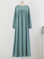 Abaya de luxe pour femmes musulmanes, robe longue unie, tenue modeste pour le Ramadan, Kaftan Femme Musulmane, vêtements islamiques africains 4