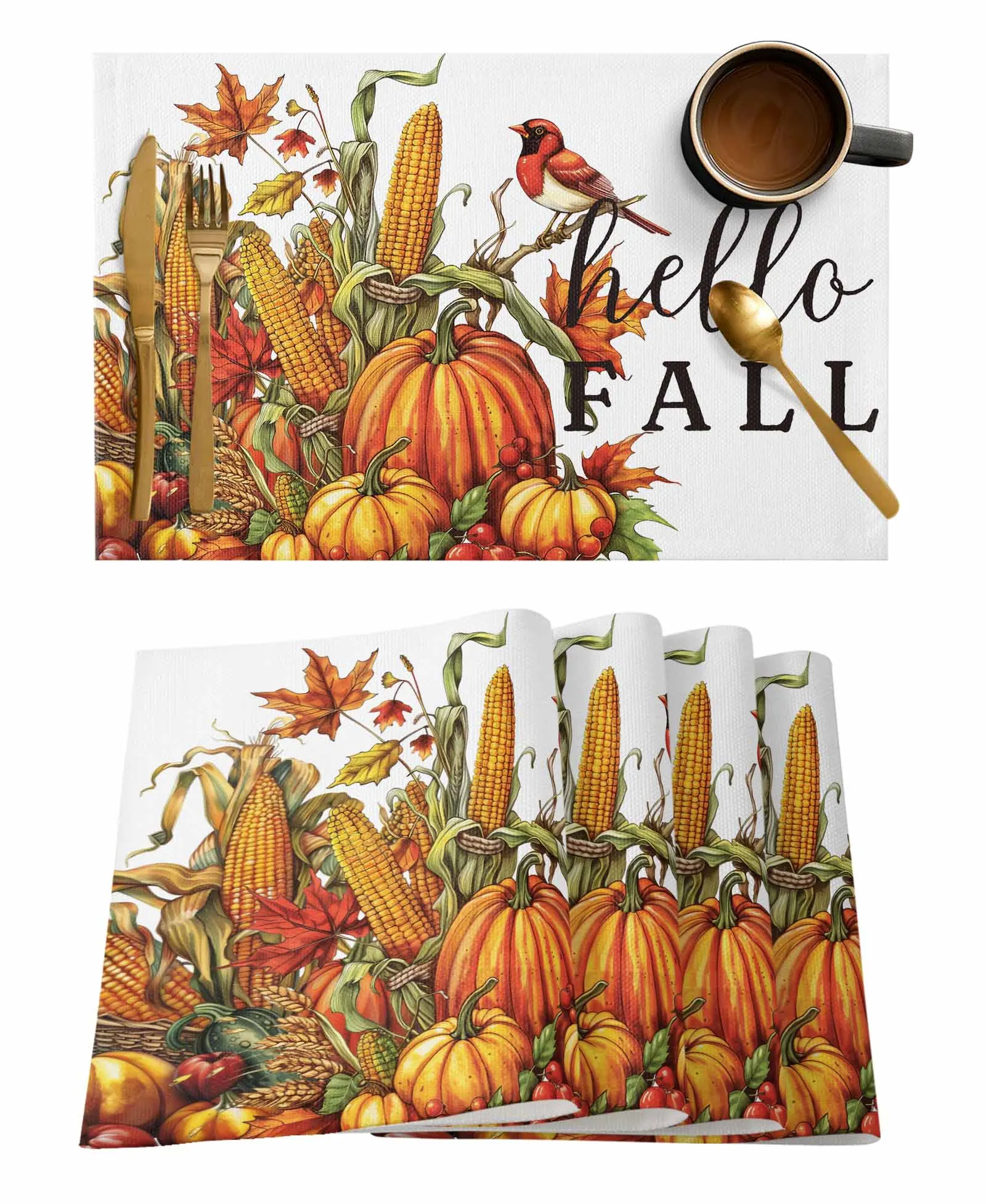 Fall Pumpkin Corn Robin Table Runners Dresser Scarf Table Decor Wedding Dining Table Runners Holiday Party Decor