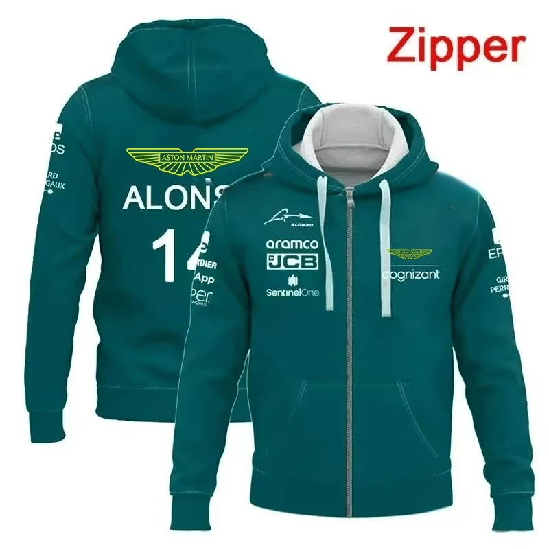 แอสตัน มาร์ติน เฟอร์นันโด โลนโซ่ หมายเลข 14 เสื้อฮู้ดมีซิปผู้ชายแฟชั่นสตรีลำลองนักแข่งรถฤดูใบไม้ผลิฤดูใบไม้ร่วง 2026