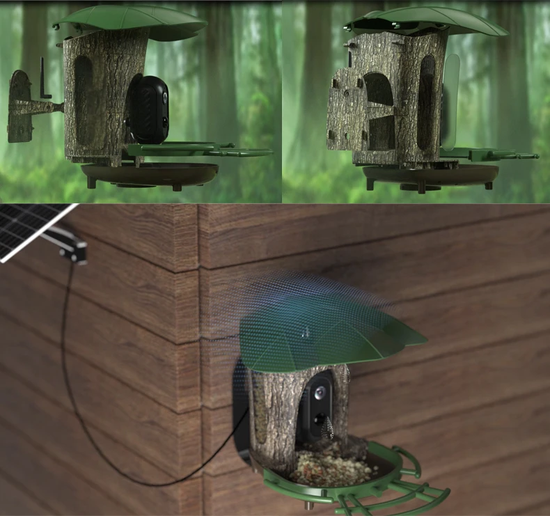 3MP 1296P i-Cam+ APP Solar Power 4G/WIFI IP Camera  Watch Bird Wireless AI Bird Feeding CCTV Monitor