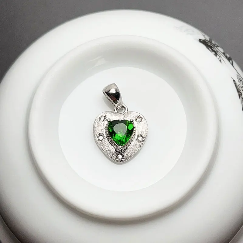 

5mm Natural Diopside Pendant Genuine Peridot 925 Silver Necklace 18k Gold Plated Real Rose Quartz Jewelry