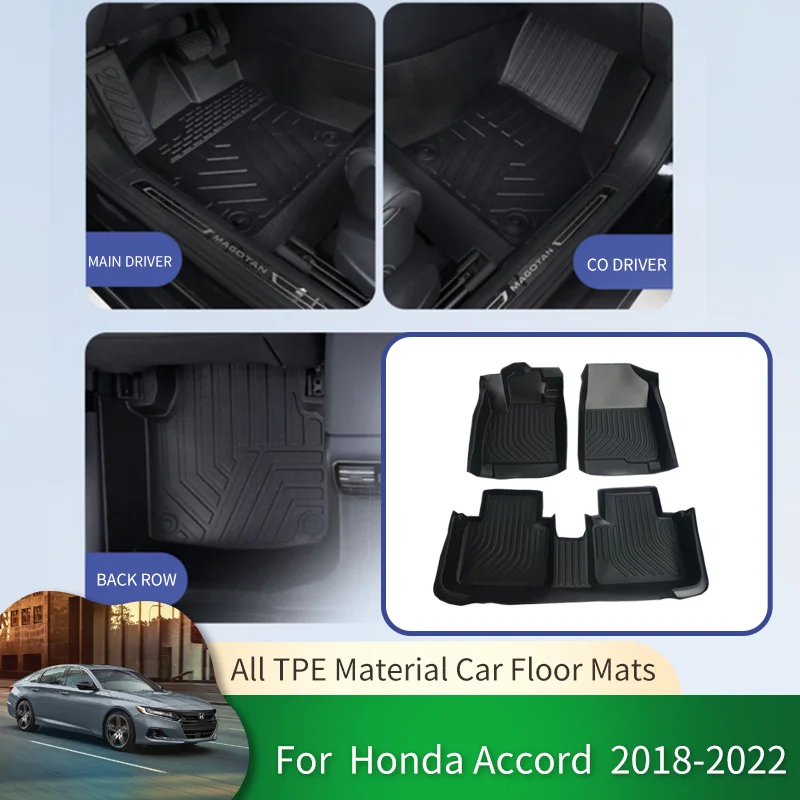 for Honda Accord 10th CV1 2018~2022 2021 TPE Car Waterproof Non-slip Floor Mats Full Surround Protective Liner Foot Pads Carpet