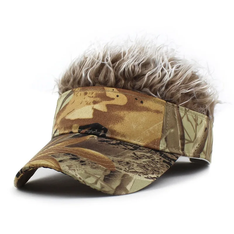 Blattbedruckte Perückenmütze mit Spikes für Herren – Golf-Baseballkappe, Outdoor-Sonnenschutz, synthetische Kurzhaarperücke, UV-Schutz-Visier – Detail 14