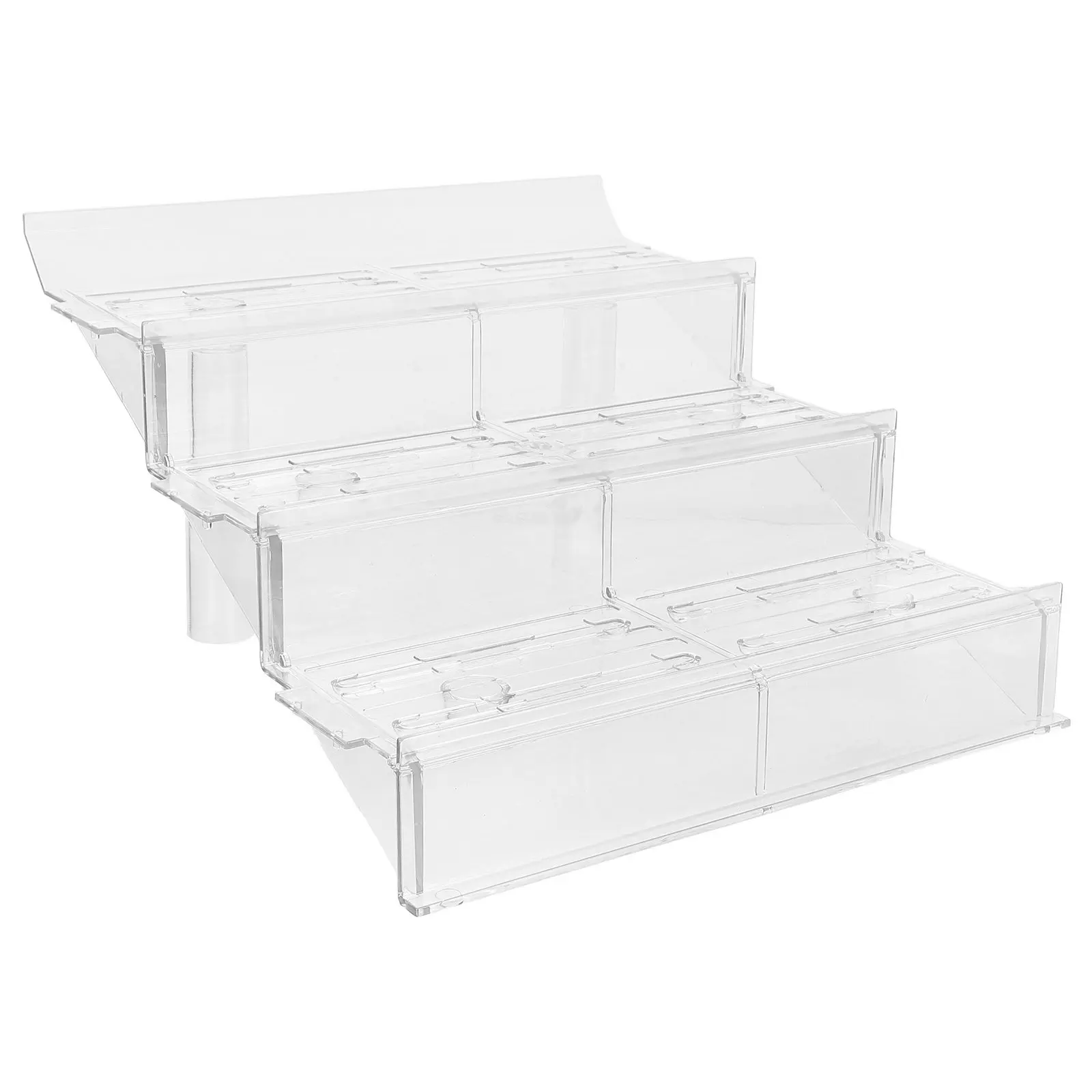 Clear Multi Level Ladder Style Produce Rack for Supermarket Cold Counters Easy Assembly Graduated Fruit Vegetable Display Stand