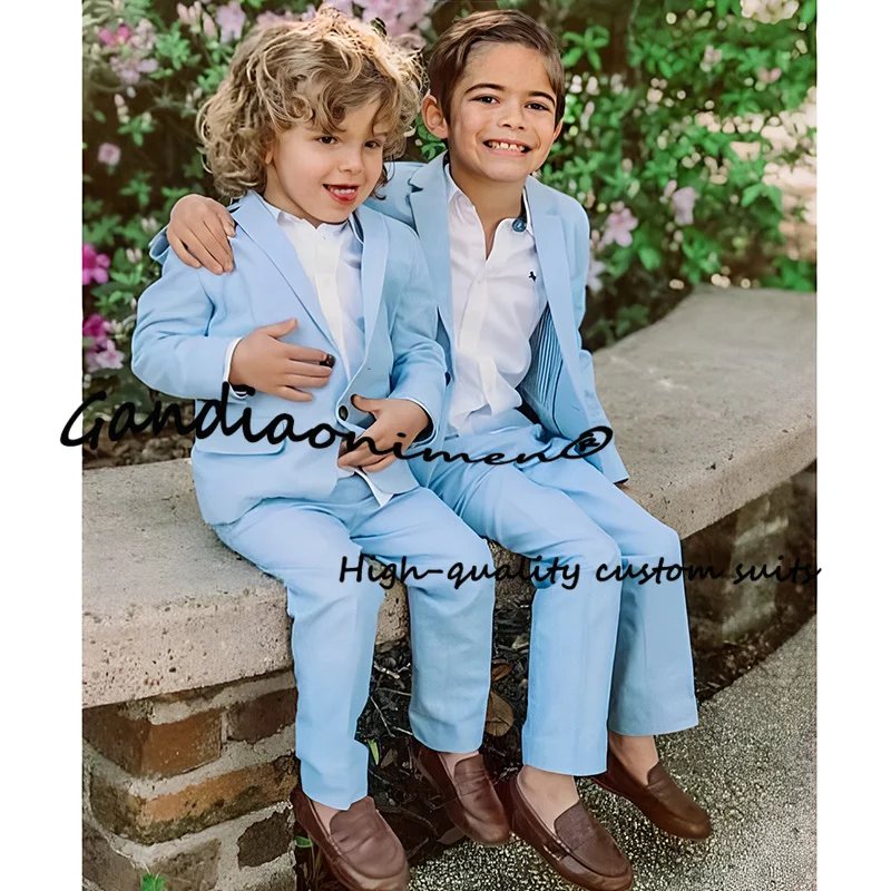 Summer Boys Suit Jacket Pants 2 Piece Set Bro Dress Wedding Tuxedo Kids Fashion Blazer for Child Custom Clothes