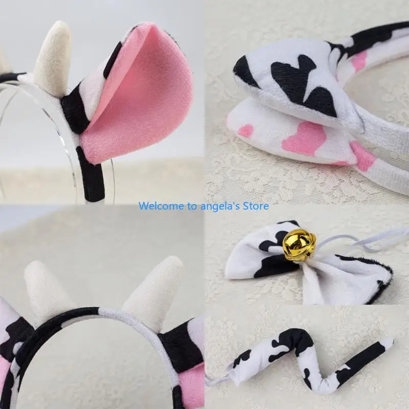 X4YC Soft Fabric Cow Ears Headband Hair Accesories For Anime Lover And Festivals