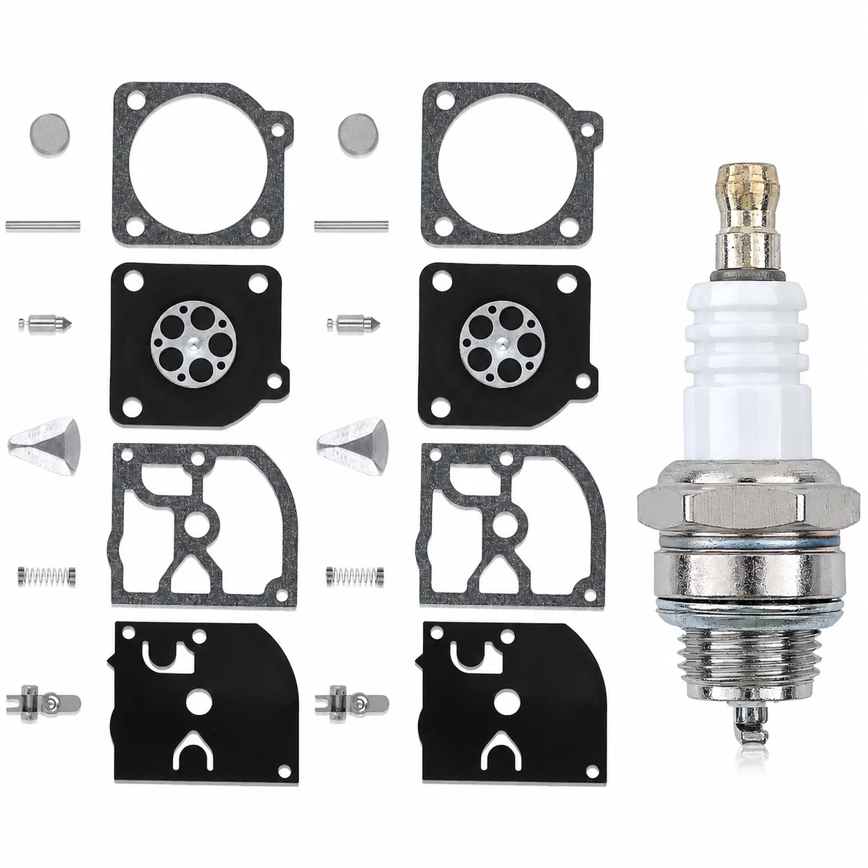 2 Sets Carburetor Diaphragm Repair Kit + Spark Plug For Husqvarna 40/45/49/55/51 Chainsaw Spare Parts Replace Zama RB-45