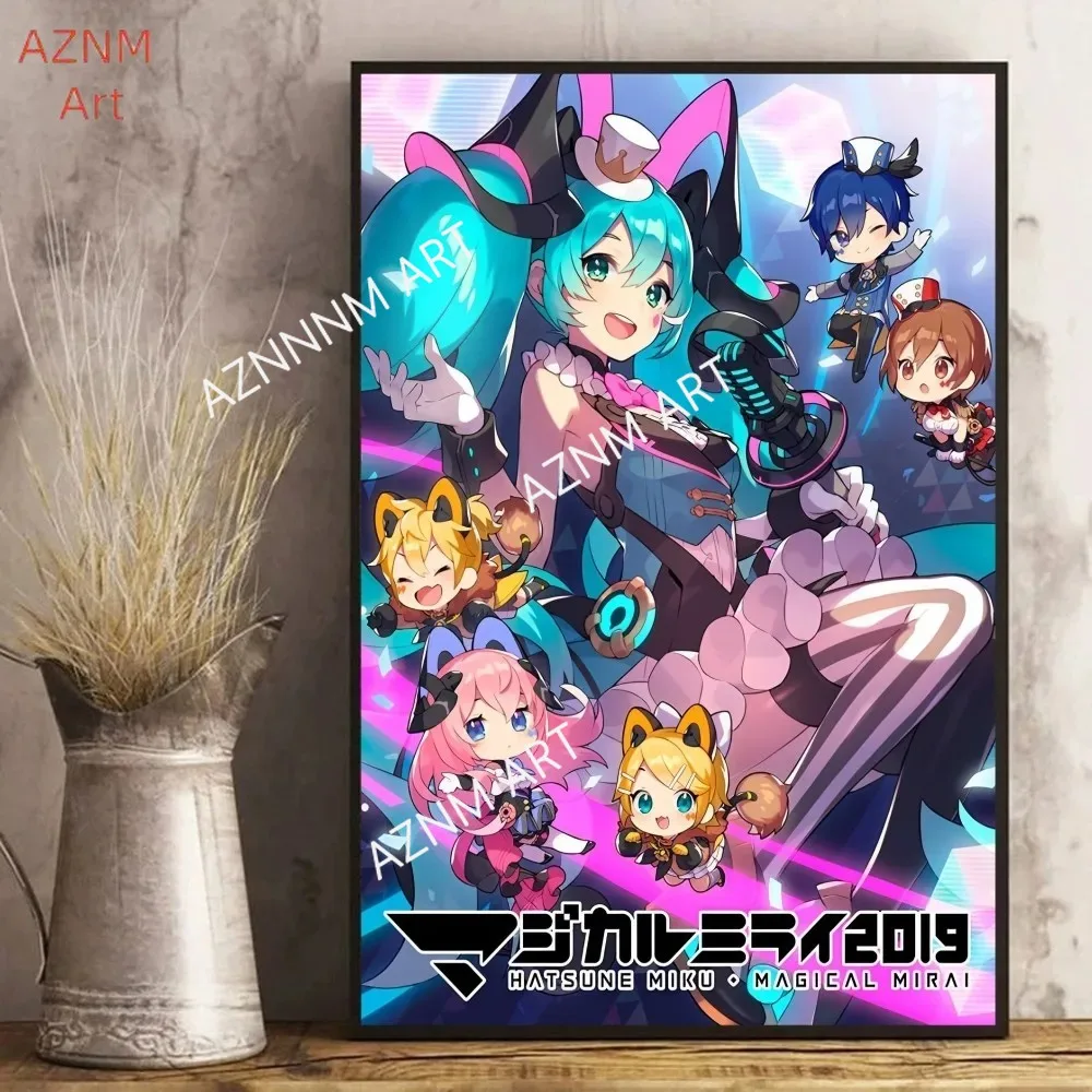 Anime H-Hatsunes M-MikU Magazine Classic Anime Poster Self-adhesive Retro Kraft Paper Sticker DIY Vintage Decorative Painting