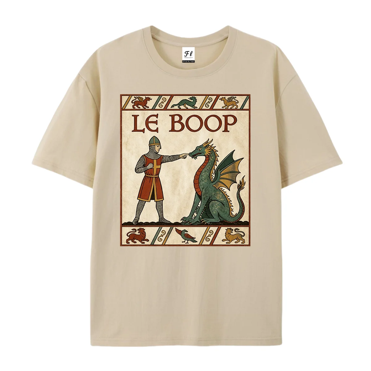 Le Boop Medieval Knight Boop Dragon Nose Funny T-Shirt Renaissance Fair Medieval Manuscript Art Tee Dragon Lover Humor Unisex