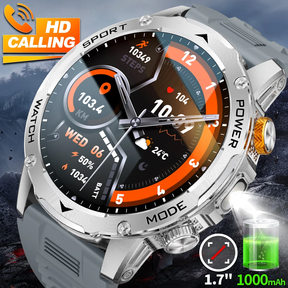 LIGE 1000 mAh Smart Watch 1.7 Inch Screen Bluetooth Call Voice Assistant Watch Sports Fitness IP68 Waterproof Smartwatch For Men